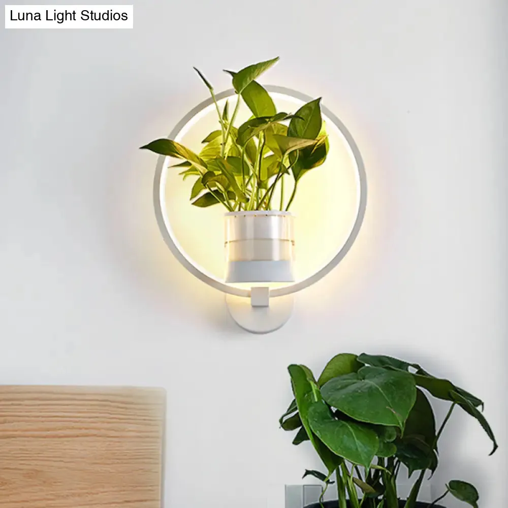 Industrial Metal LED Wall Sconce with Round/Oval Shape and 3 Color Light Options for Bedroom