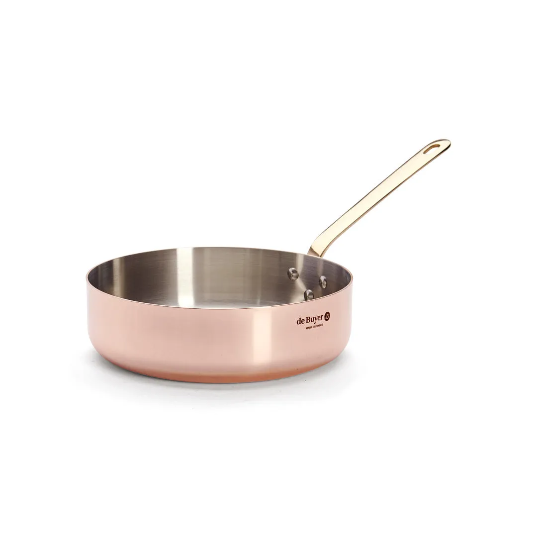 INOCUIVRE SERVICE Copper Sauté Pan with Brass Handles