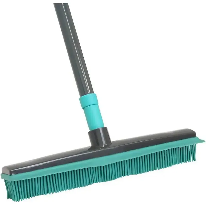 JVL Rubber Bristle Brush Broom Turquoise / Grey