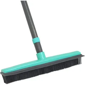 JVL Rubber Bristle Brush Broom Turquoise / Grey