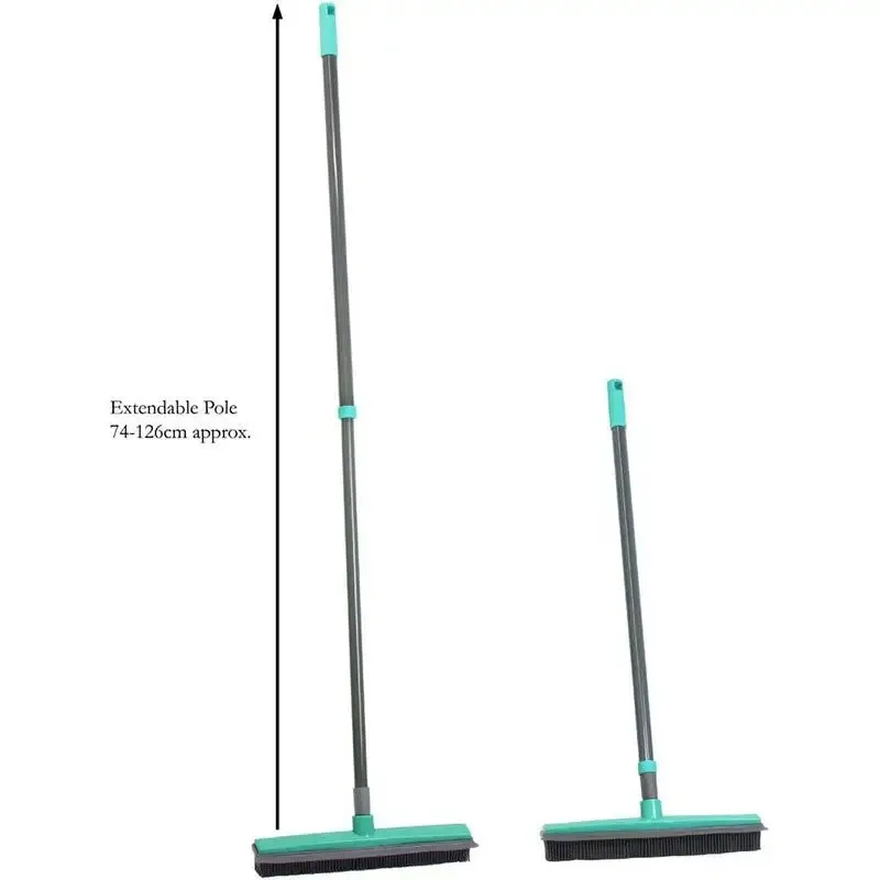 JVL Rubber Bristle Brush Broom Turquoise / Grey