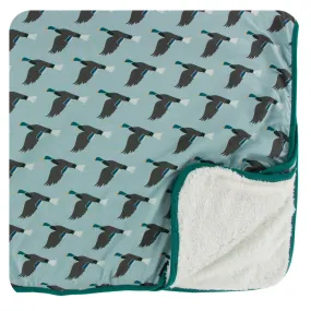 KicKee Pants Jade Mallard Duck Sherpa-Lined Toddler Blanket