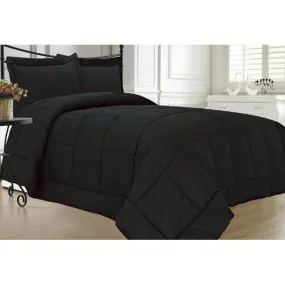 KingLinen Down Alternative 3 Pcs Comforter Set, Queen, Black