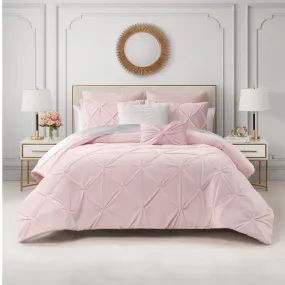 Kiss Pleat Micromink Comforter Set With Decorative Pillows