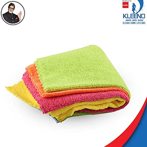 Kleeno Cello Microfiber Multipurpose Cloth, Multicolour, Set of 5