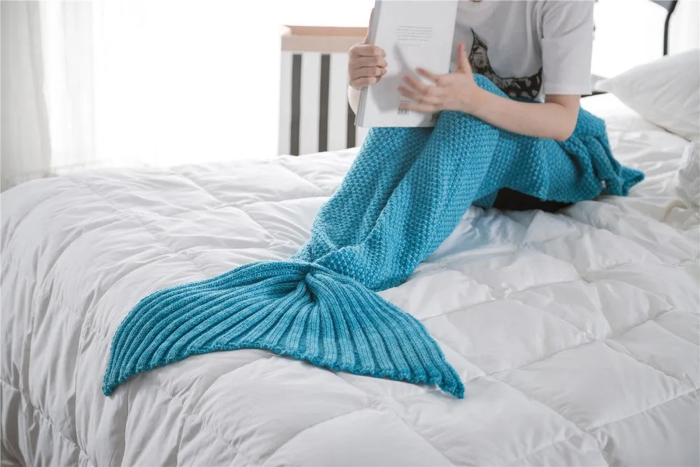 Knitted Mermaid Tail Blanket - Lounging Blanket