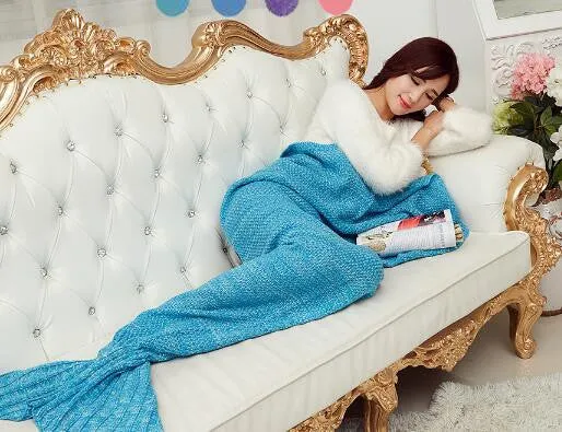 Knitted Mermaid Tail Blanket - Lounging Blanket