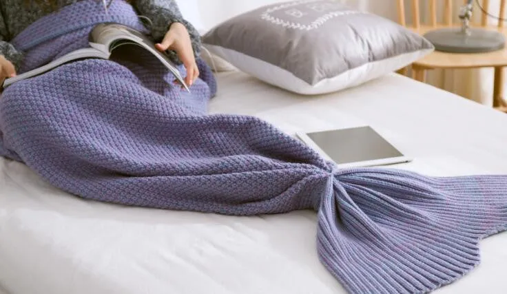 Knitted Mermaid Tail Blanket - Lounging Blanket