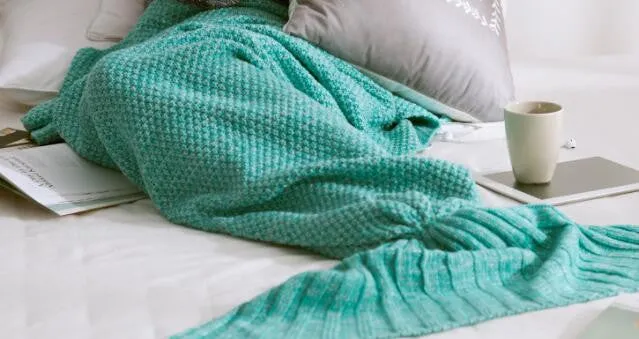 Knitted Mermaid Tail Blanket - Lounging Blanket