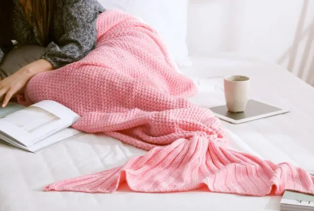 Knitted Mermaid Tail Blanket - Lounging Blanket