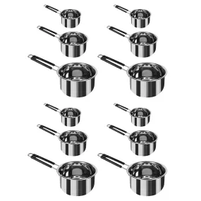 Kuber Industries Set of 3 Stainless Steel Saucepan/Tea Pan|1.1 L, 1.5 L, 2.2 L Capacity|Silicon Handle|Thick Base for Boiling Milk & Tea|Heavy Duty Gauge|Tapeli Patila, Sauce Pot Cookware (Pack of 4)