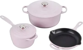 Le Creuset 5-Piece Signature Enameled Cast Iron Cookware Set w/Stainless Steel Knob - Shallot