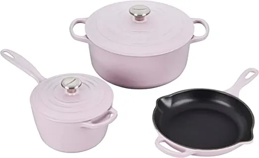 Le Creuset 5-Piece Signature Enameled Cast Iron Cookware Set w/Stainless Steel Knob - Shallot