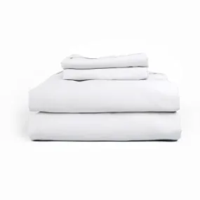 Leesa Sheet Set, 100% Cotton Cooling Sateen with High Thread Count, Twin XL Size, White/ 30-Night Trial