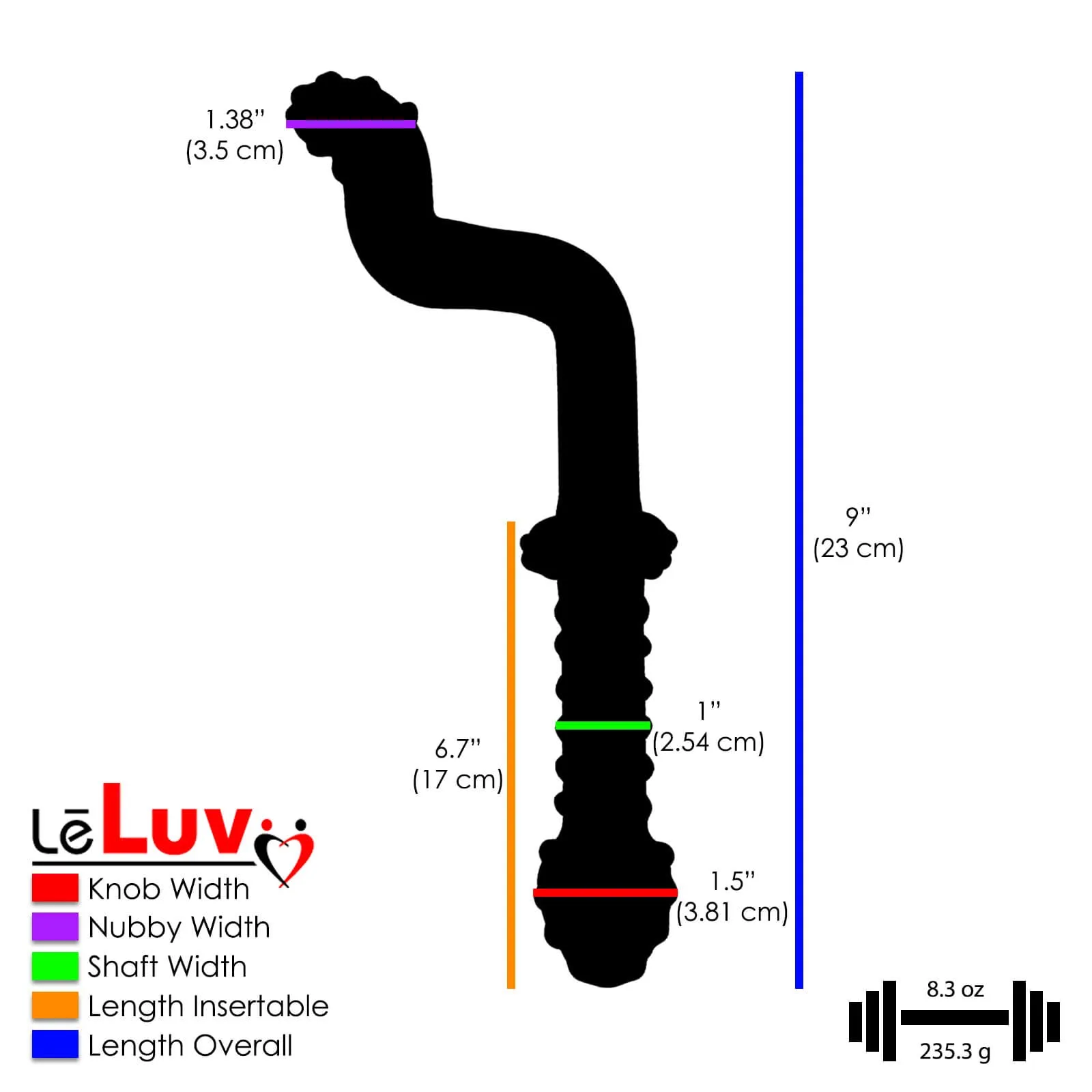 LeLuv Glass Slim Juicer Crank Handle Pearly Anal Toy