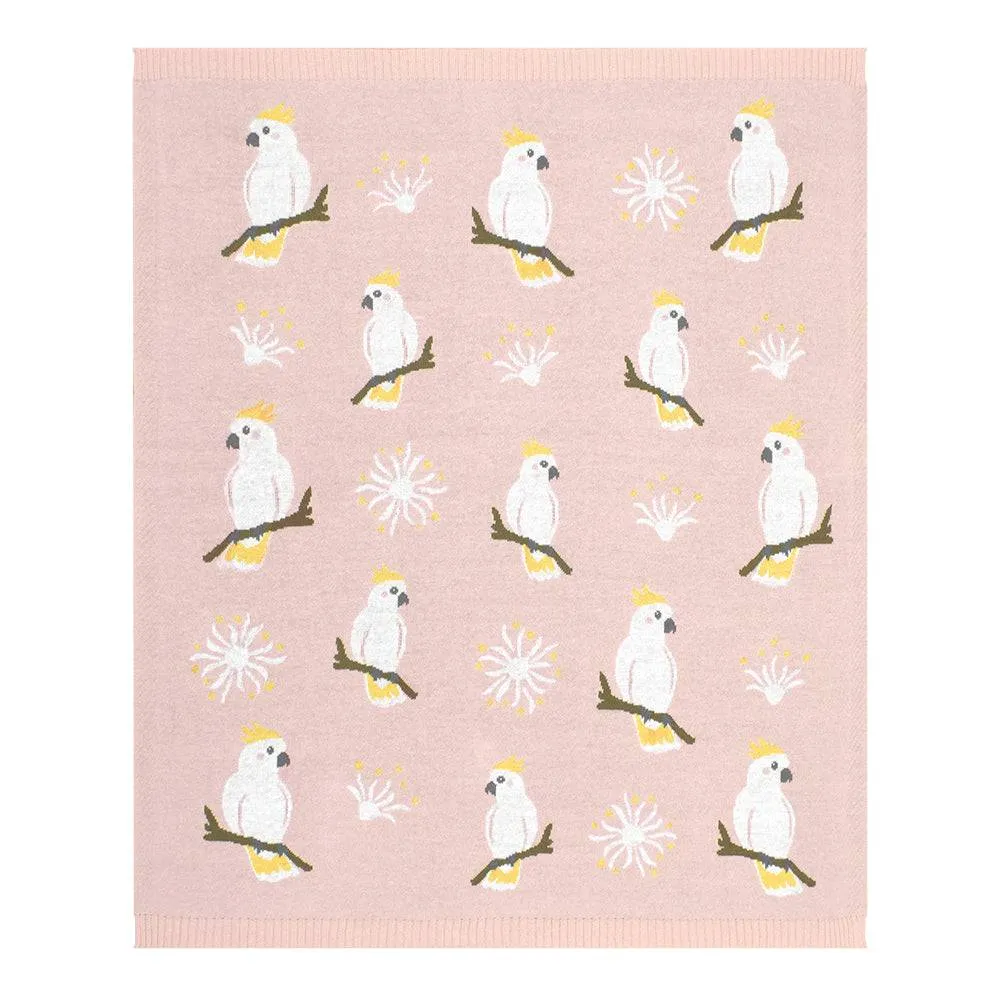 Living Textiles | Australiana Baby Blanket - Cockatoo/Blush