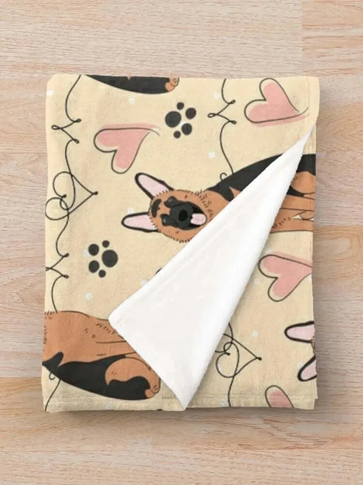 LOVE Floral German Shepherd Flannel Blanket