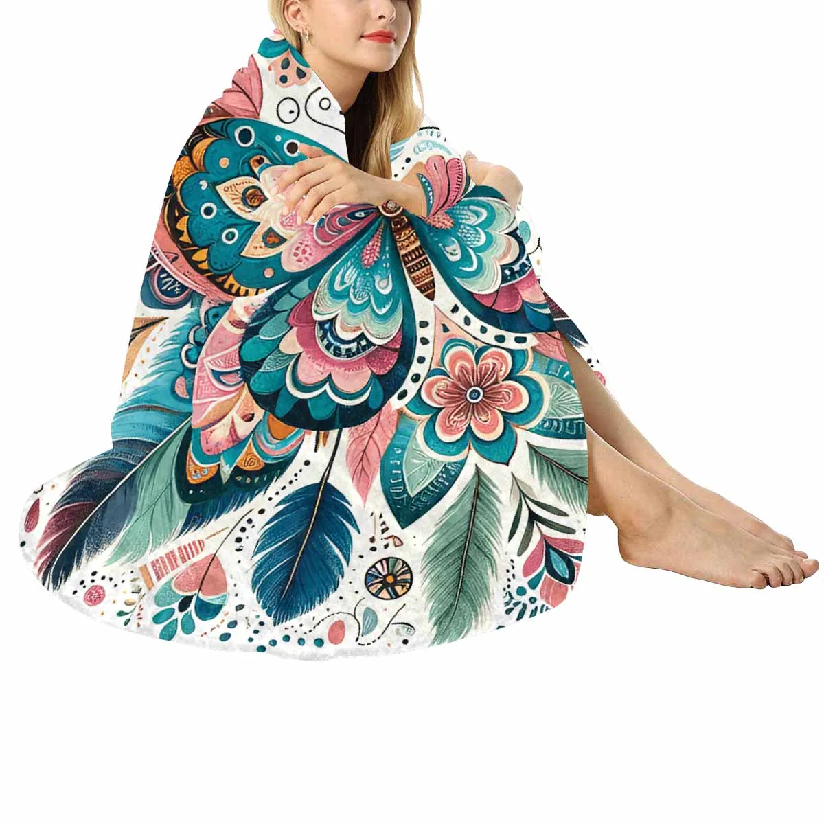 Mandella_Butterfly_Awd35154  Circular Micro Fleece Blanket 60"