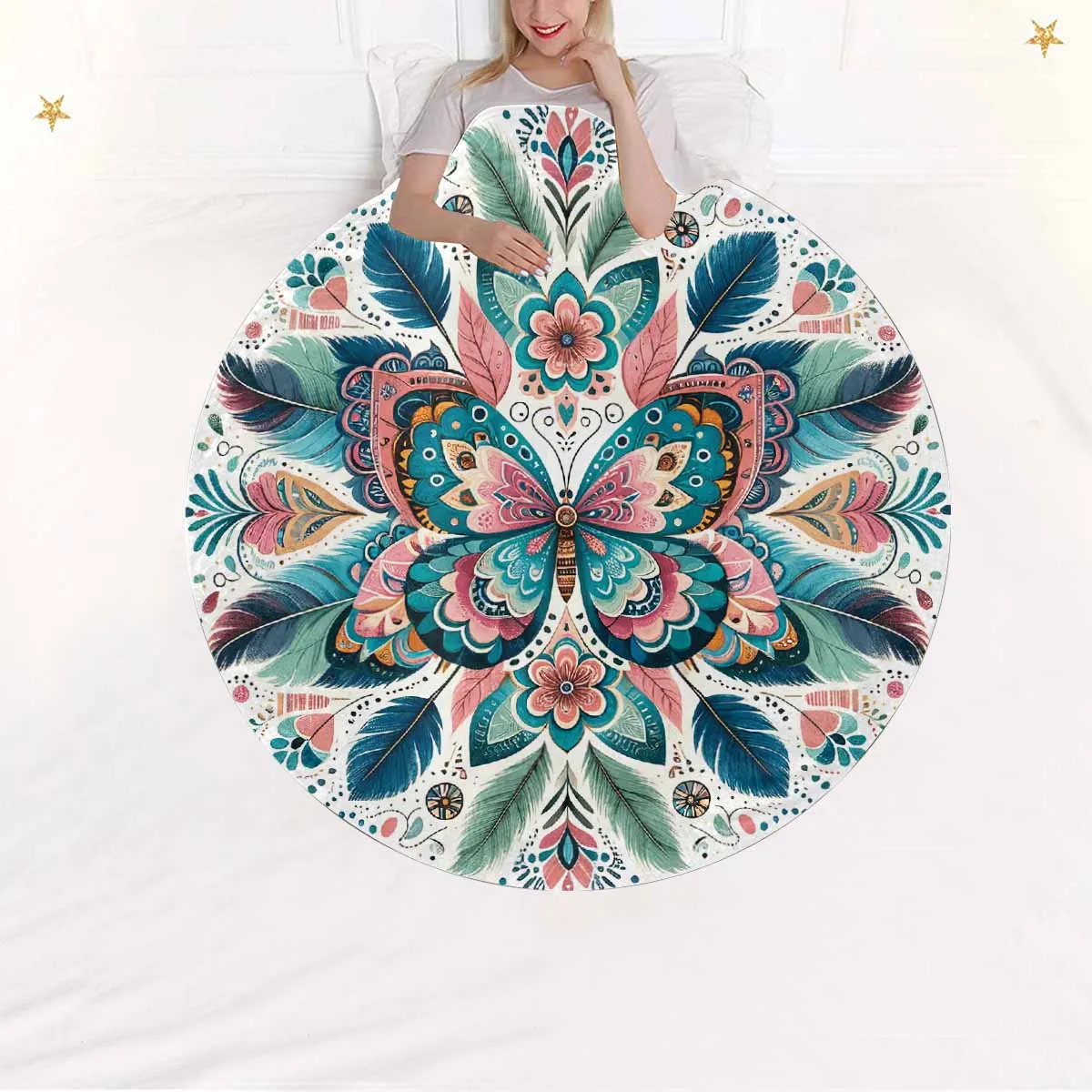 Mandella_Butterfly_Awd35154  Circular Micro Fleece Blanket 60"