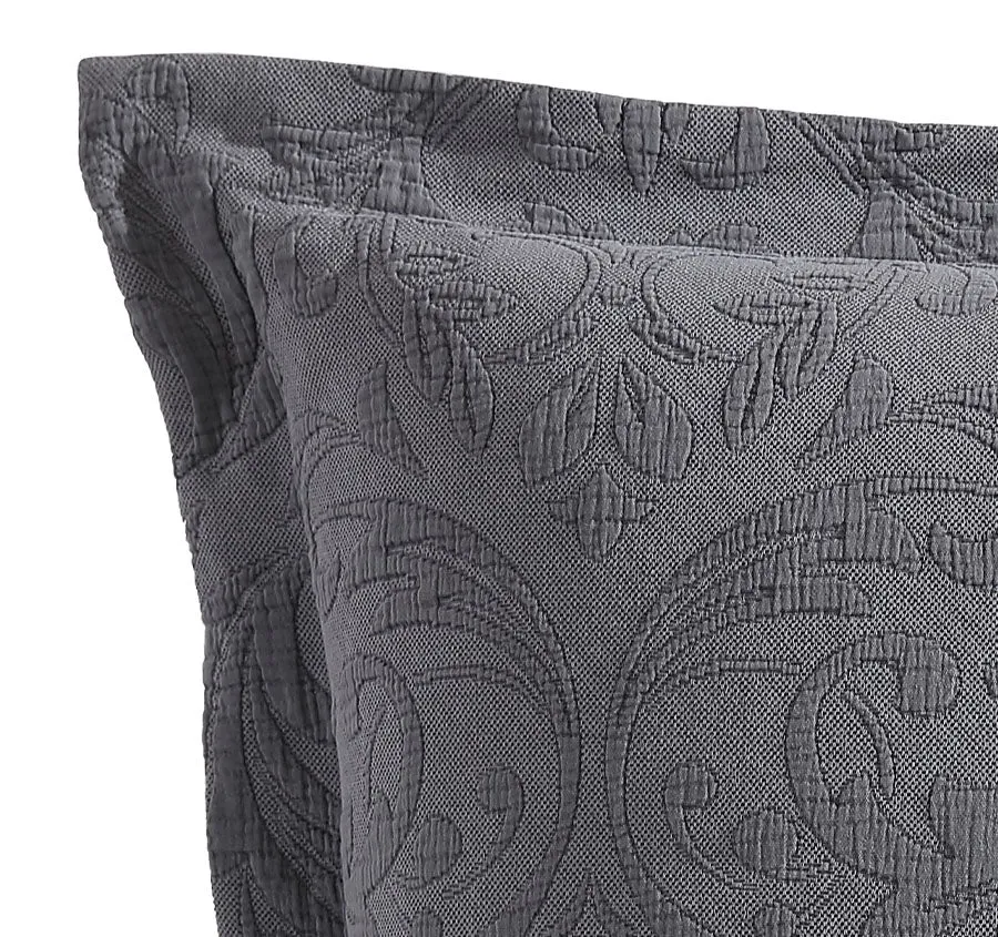 Marbella European Pillowcase Charcoal