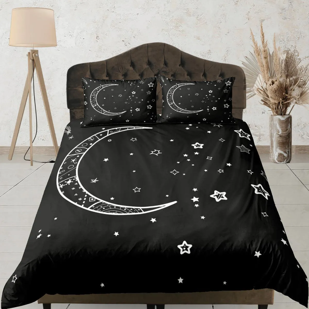 Minimalist Moon Stars Galaxy Duvet Cover Set Bedspread, Dorm Bedding & Pillowcase