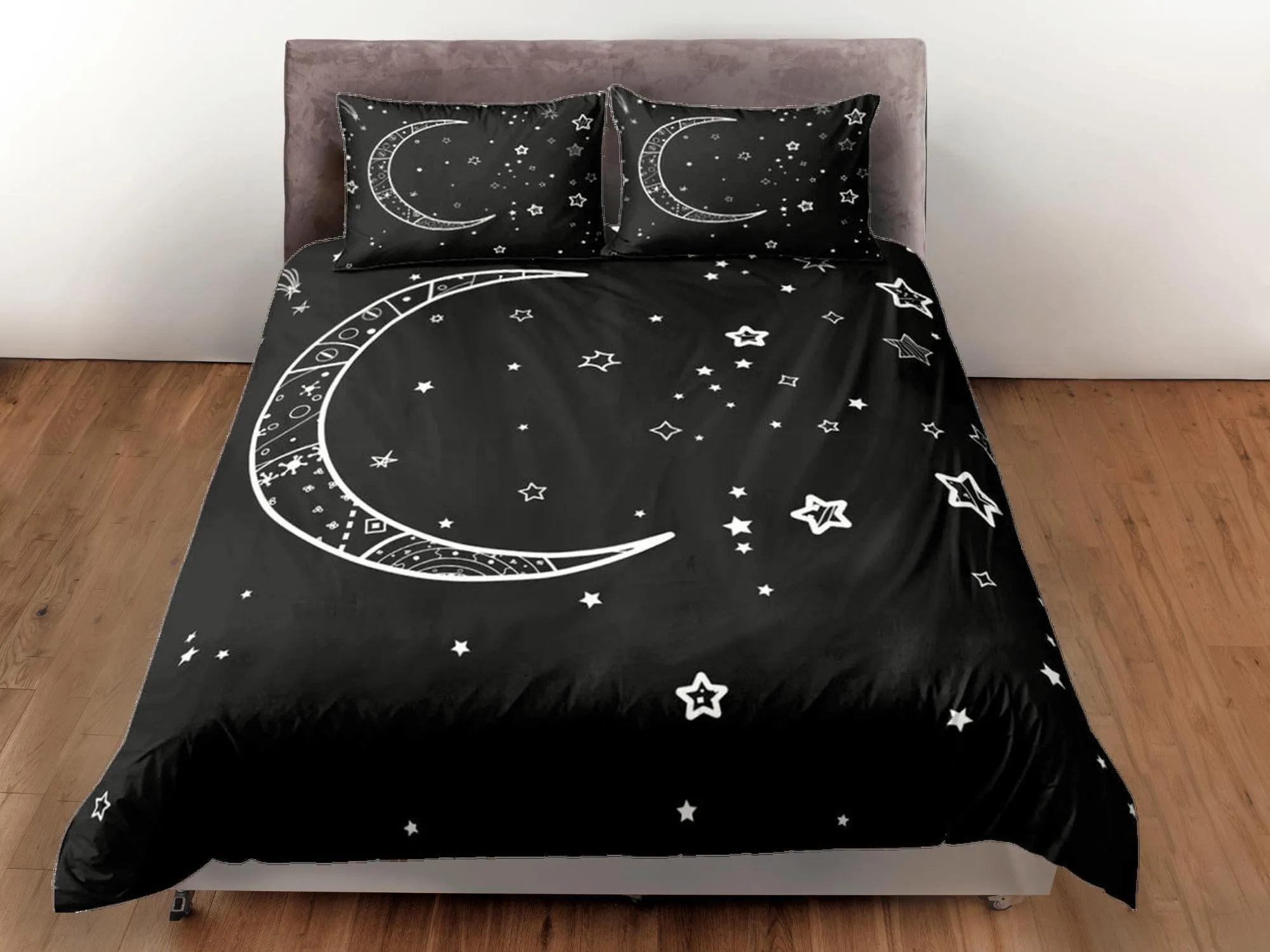 Minimalist Moon Stars Galaxy Duvet Cover Set Bedspread, Dorm Bedding & Pillowcase