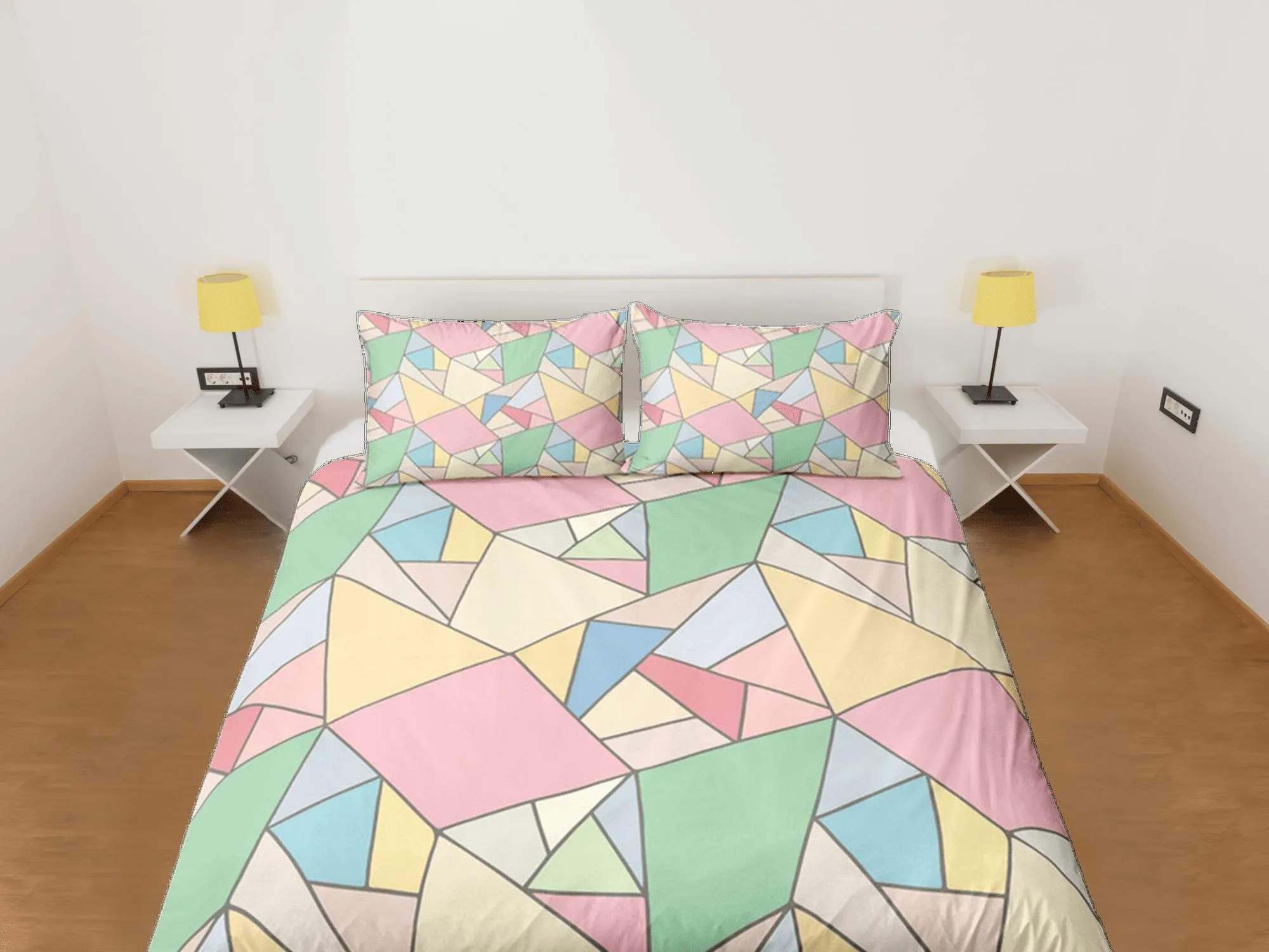 Modern Geometric Rainbow Duvet Cover Colorful Dorm Bedding Set Full Abstract Design King Duvet Cover Queen Duvet Bedspread