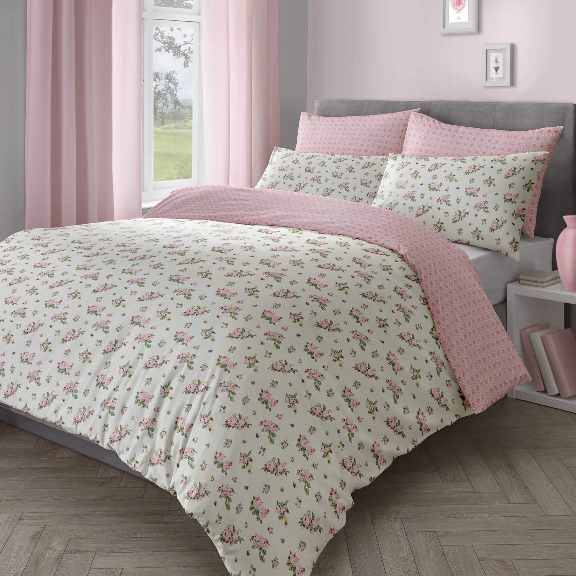 Molley May Brushed Cotton Duvet Set - Pink