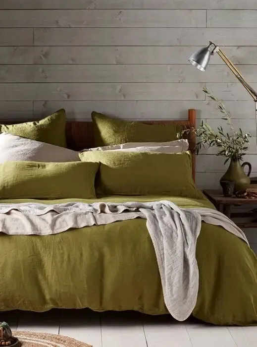 Moss Green 100% Linen Bed Linen