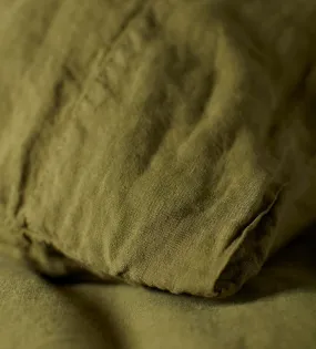 Moss Green 100% Linen Fitted Sheet