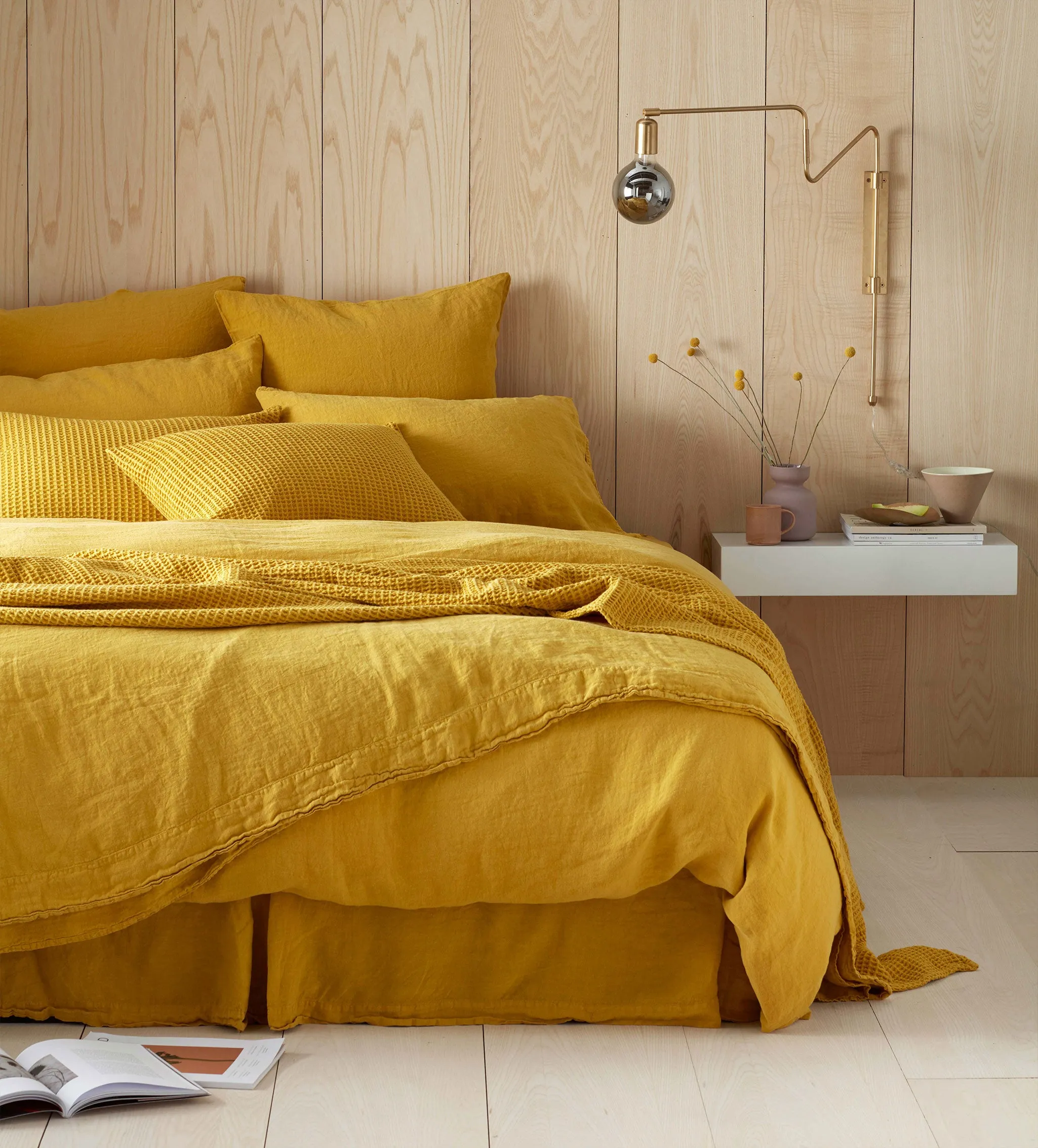 Mustard Yellow 100% Linen Fitted Sheet