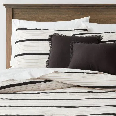 New - 5pc King Modern Stripe Comforter Set Off-White - Threshold