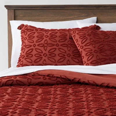 New - Threshold 7-Piece Comforter & Sheet Set Floral Clipped Jacquard