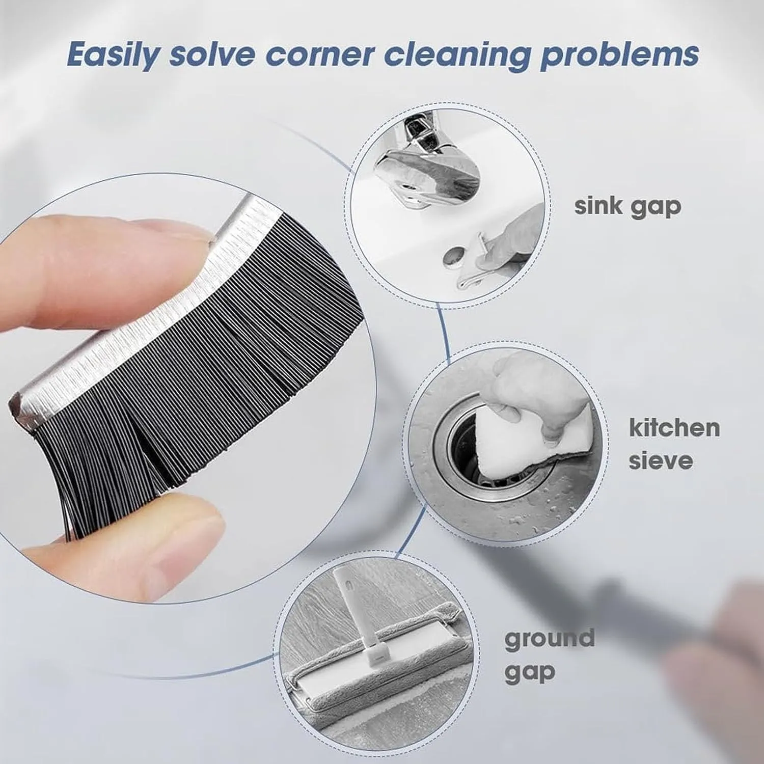 Nubilous Gap Cleaning Brush, Bathroom Gap Cleaning Brush, Clean The Dead Corners of Bathroom Kitchen Tiles, Window Slots, Multi-Purpose Door Window Deep Cleaning Brush Supplies (Pack of 2)