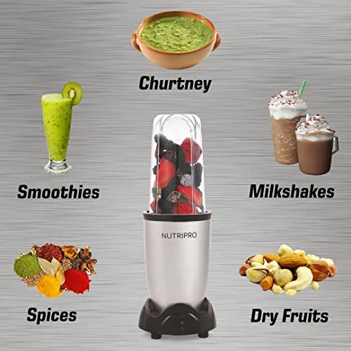 NutriPro Juicer Mixer Grinder - Smoothie Maker - 500 Watts (2 Jars, Silver)