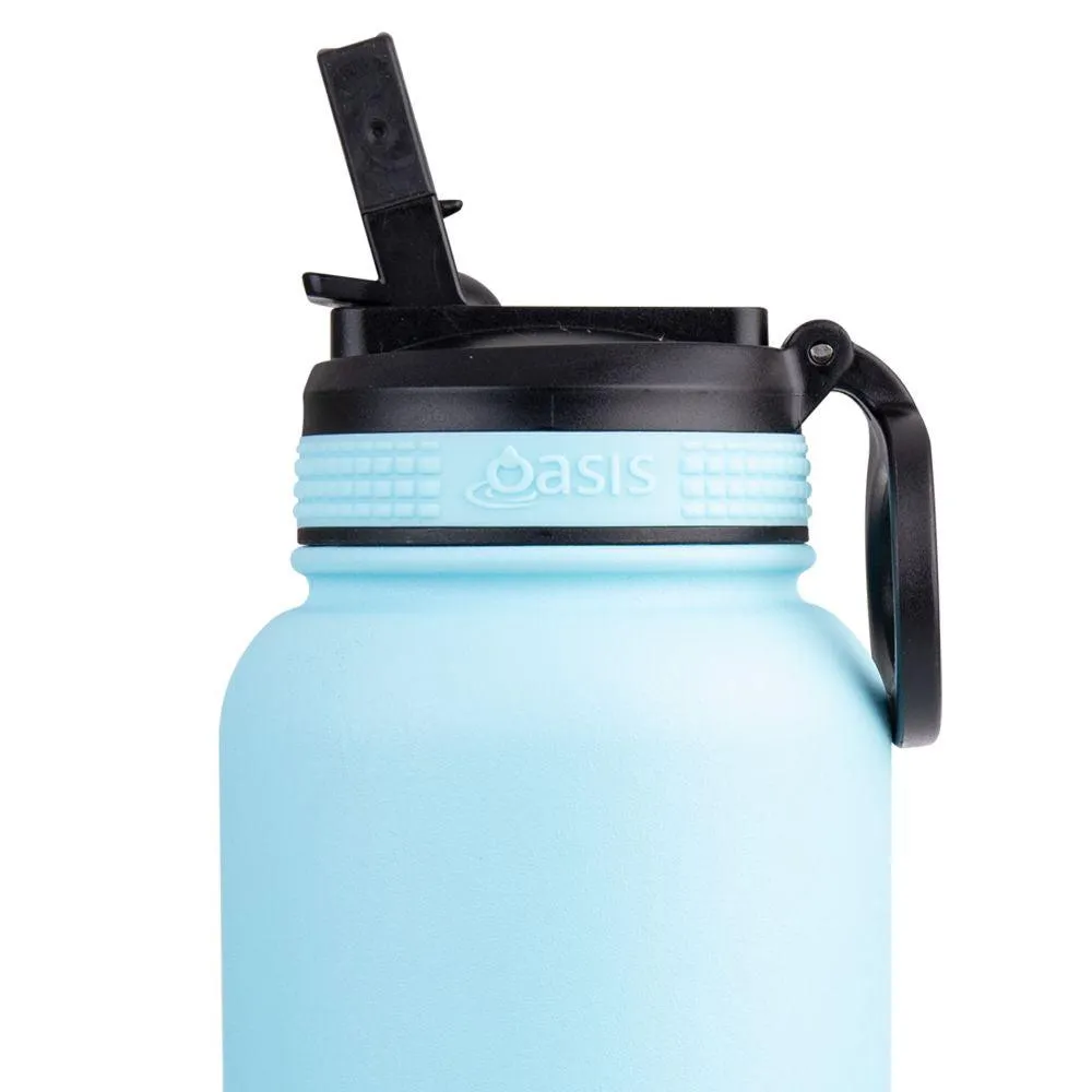 Oasis 1.1L Insulated Challenger Water Bottle with Straw Blue