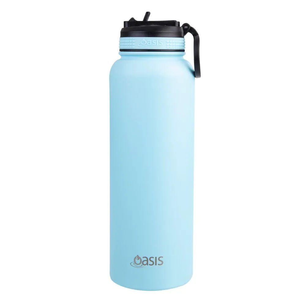 Oasis 1.1L Insulated Challenger Water Bottle with Straw Blue