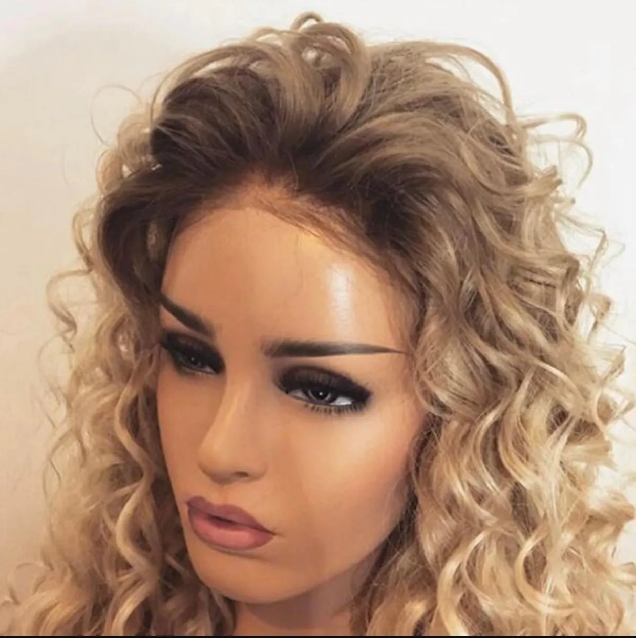 Ombré blonde deep wave lace front wig