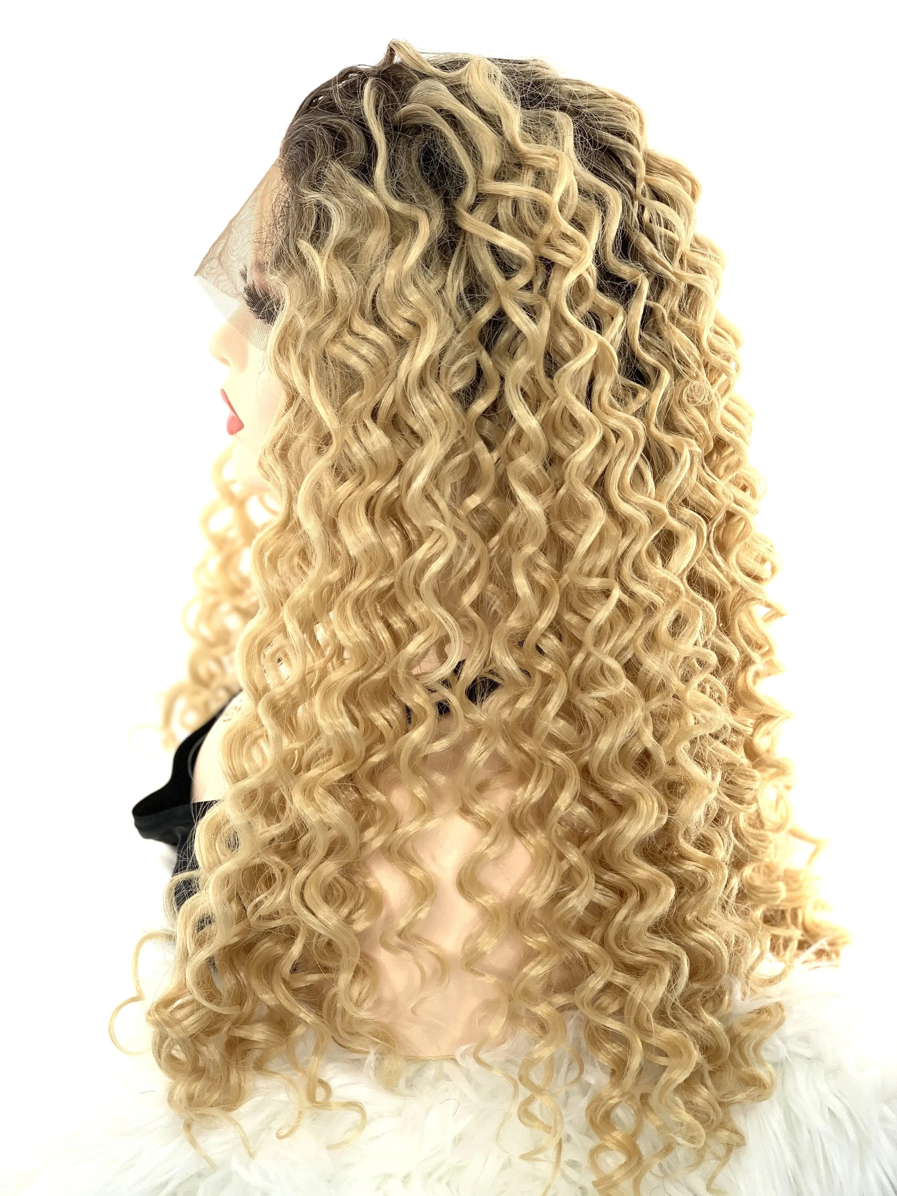 Ombré blonde deep wave lace front wig