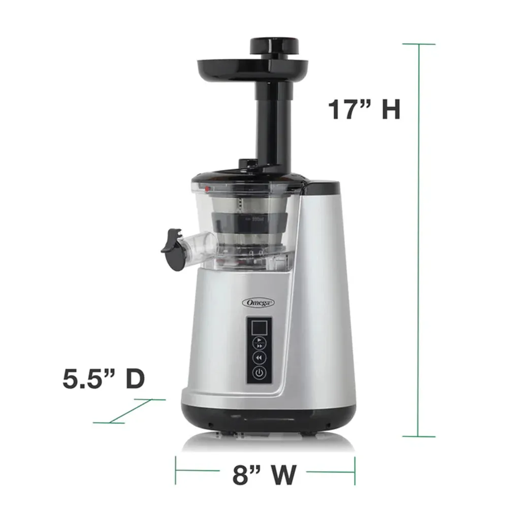 Omega JC3000SV13 65 RPM Compact Cold Press Vertical Masticating Juicer - 150 W, Silver