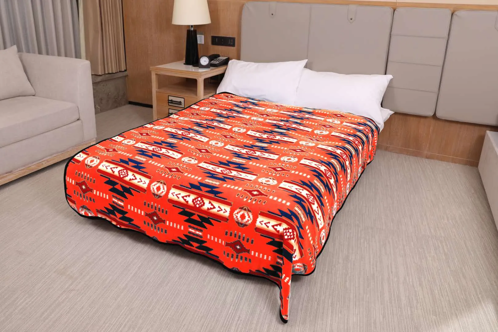 Orange Southwest Heavy Polar Fleece Blanket - 60x80