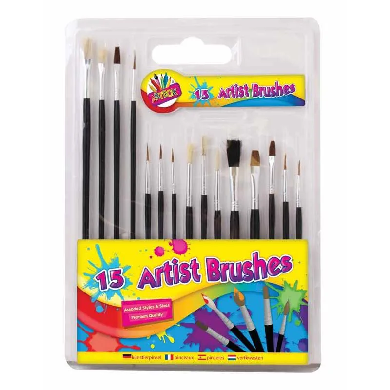 Paint Brushes - 15 Pack Assorted Sizes Art Supplies Painting Crafting Tools