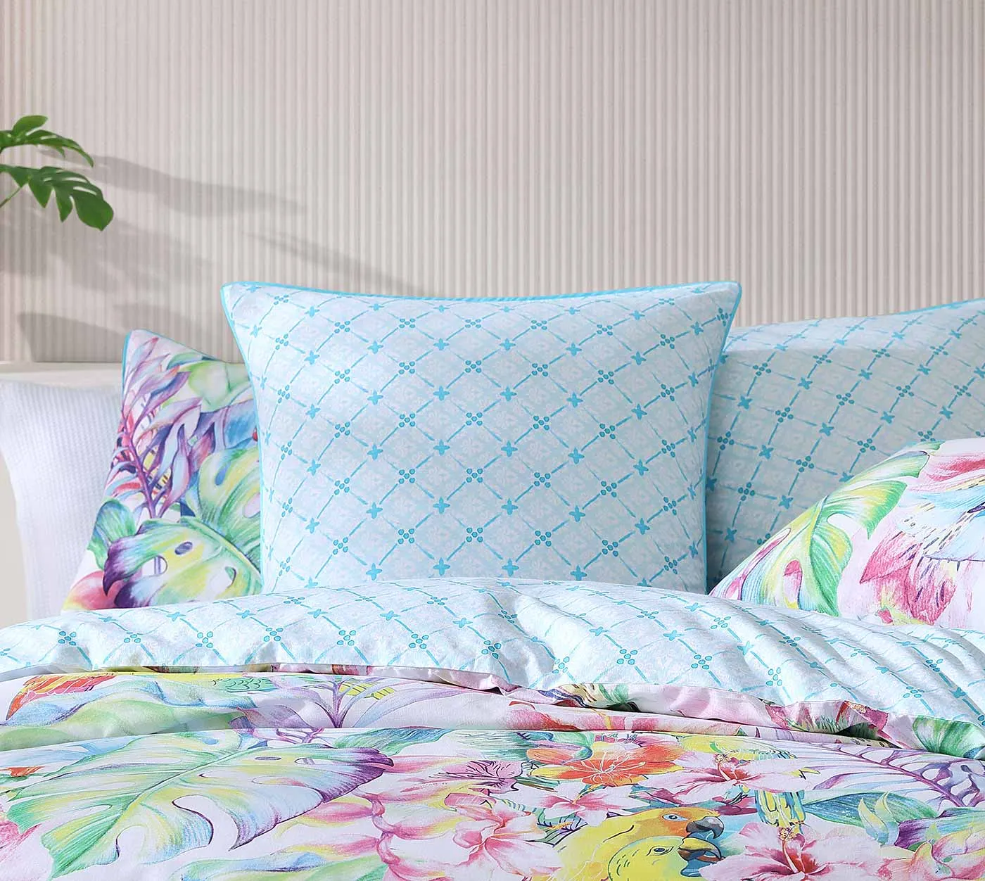 Parakeeta Aqua European Pillowcase by Logan & Mason