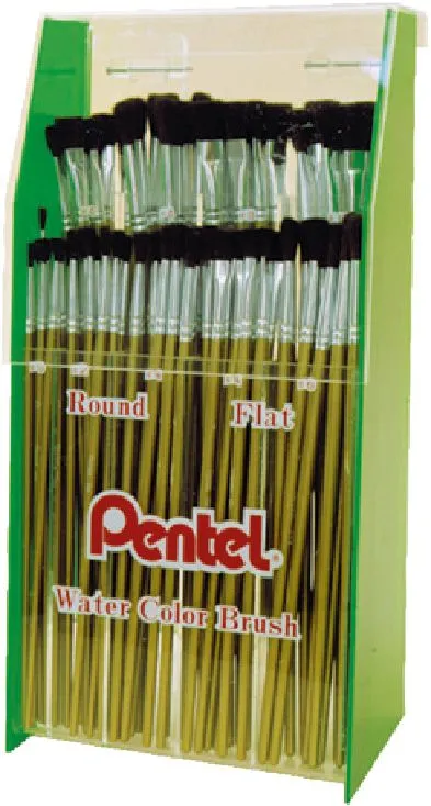 Pentel ZB900N Water Colour Brushes (Round and Flat) Display of 120 Pcs