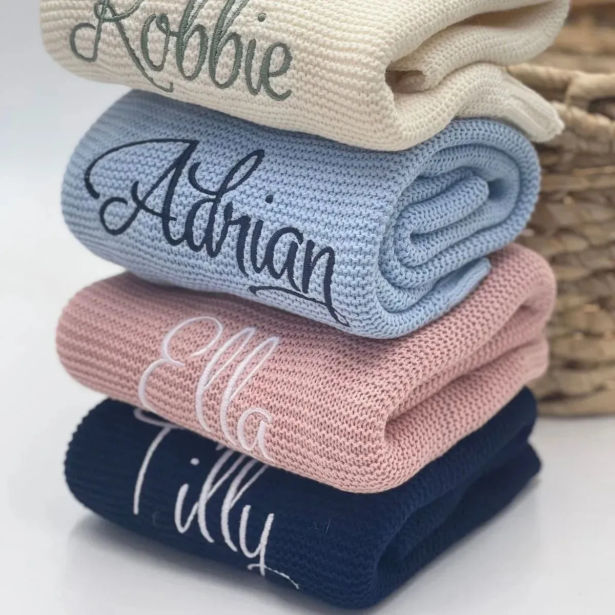 Personalized Name Baby Knitted Blanket