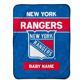 Personalized New York Rangers Emblem Baby Pixel Fleece Blanket