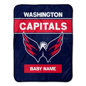 Personalized Washington Capitals Emblem Baby Pixel Fleece Blanket