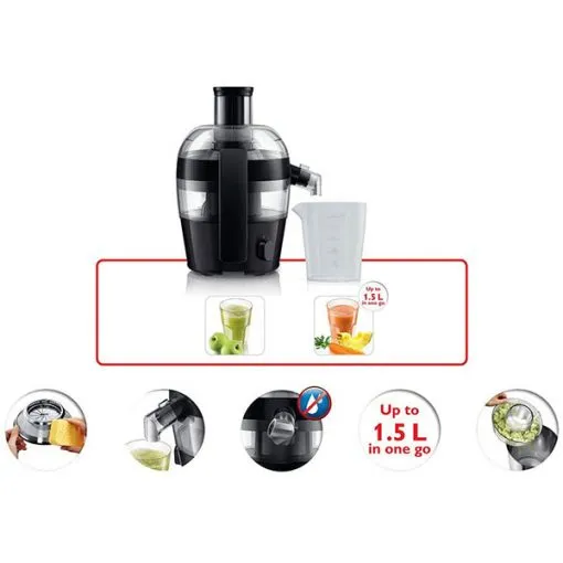 Philips HR1832/01 Viva Collection Compact Juicer, 1.5 Litre, 500 Watt – Black ds