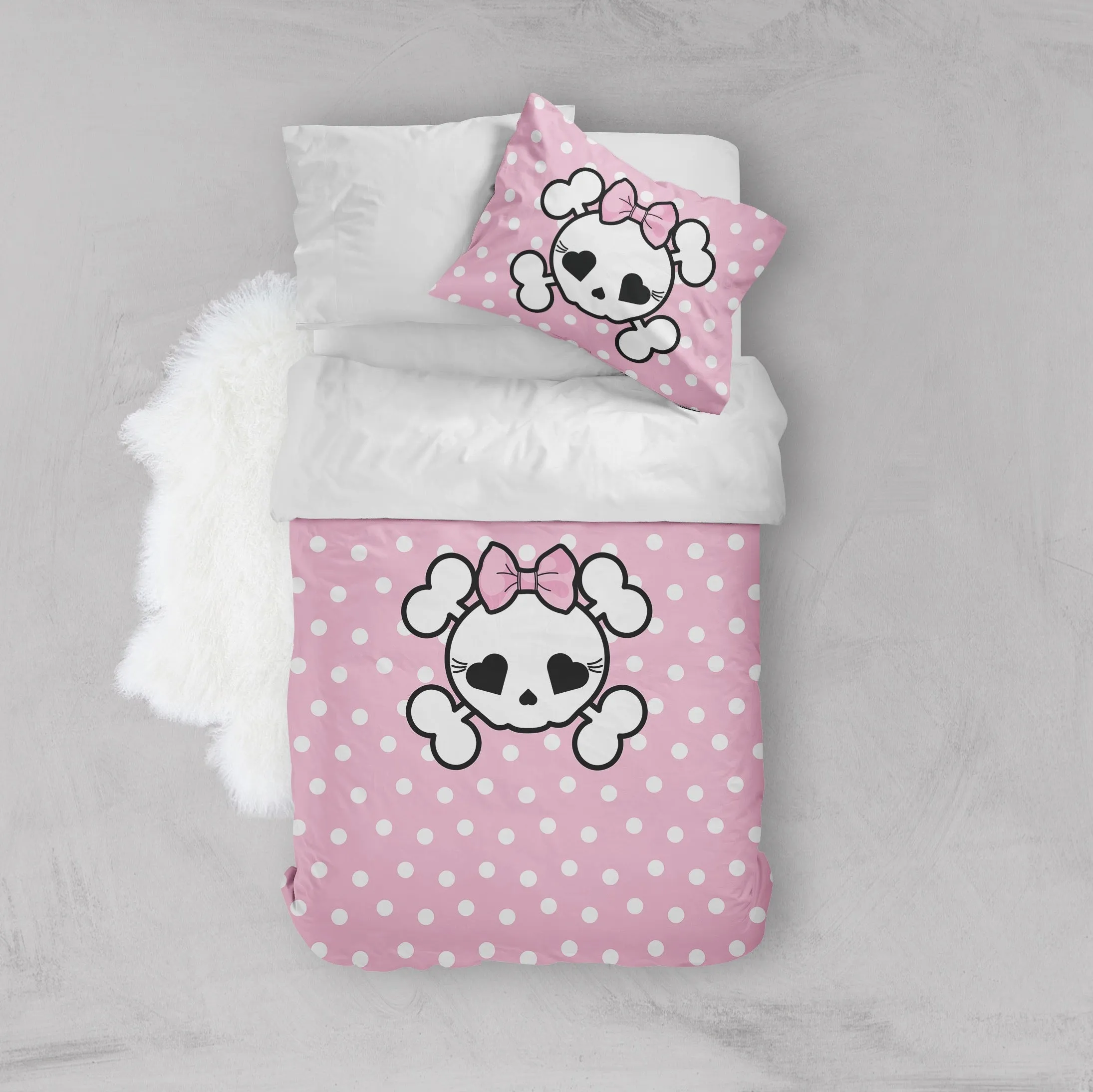 Pink Polka Dot Candy Skull Crib and Toddler Bedding Collection