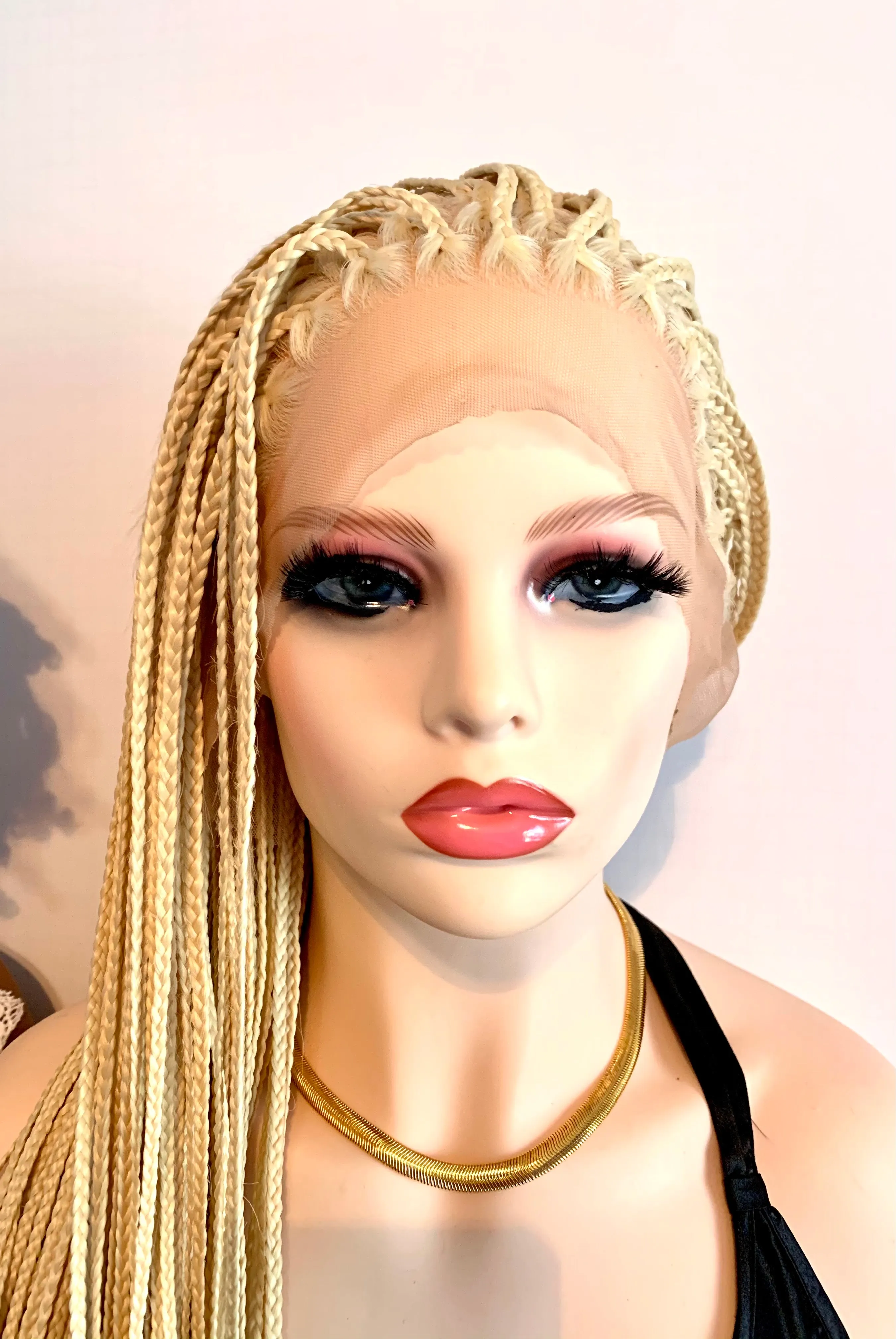 Platinum blonde 26 inch box braided wig